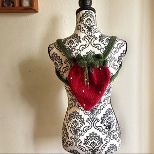 Crochet strawberry backpack